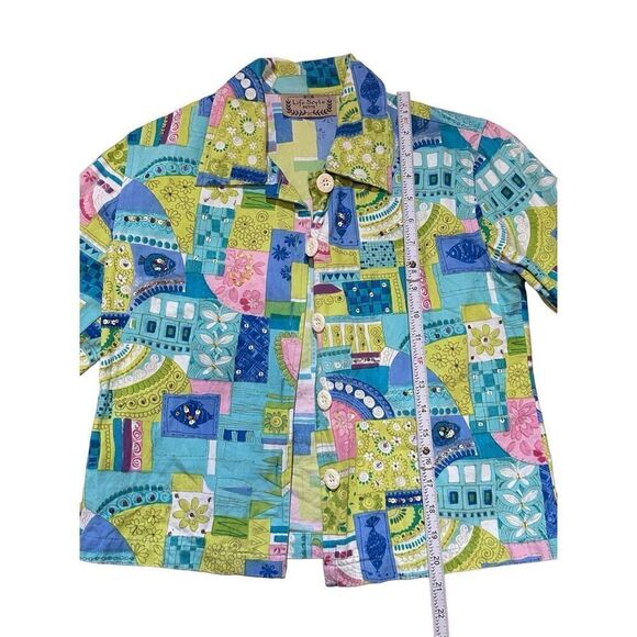 Life Style Petite Women's Boho Embellished Pastel Color Denim Jacket Small - Picture 7 of 10